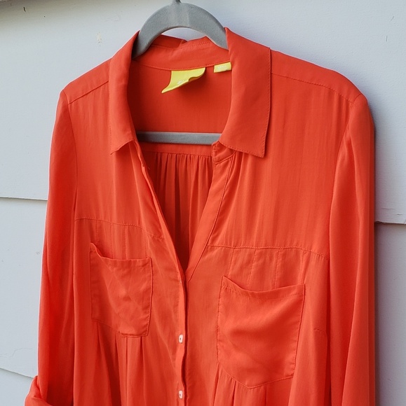 Anthropologie Maeve Islet Buttondown in Orange - S - Picture 3 of 8